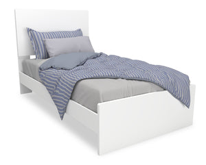 Riley Panel Bed with Headboard & Frame for Kids, Made in Canada, White - Twin Size