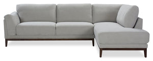 Horizon 2-Piece Right-Facing Fabric Sectional with Wood Base and Legs - Grey