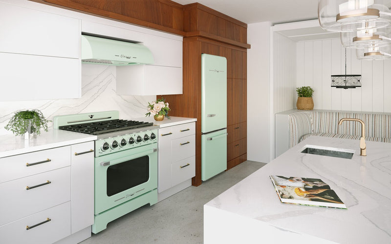 Classic Retro by Unique 36\" 700 CFM Under-Cabinet Range Hood - Summer Mint Green - UGP-36CR RH LG