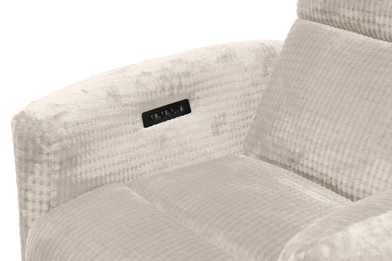 Remi 38\" Fabric Swivel Glider Power Reclining Chair with USB ports – Taupe