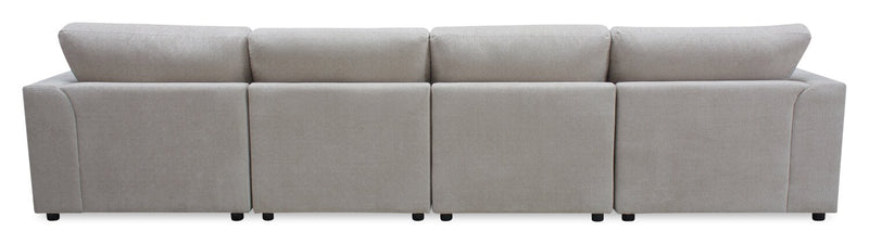 Voyage Modular 4-Piece U-Shaped Fabric Sectional with Removable Back Cushions – Beige