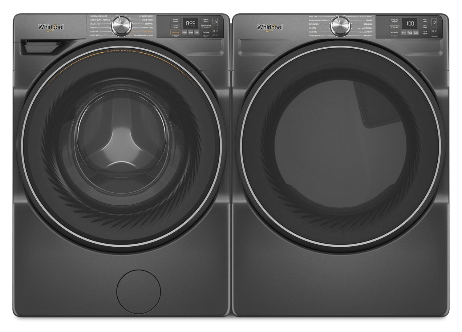 Whirlpool 5.2 Cu. Ft. Smart Front-Load Washer and 7.4 Cu. Ft. Elect... -  The Brick