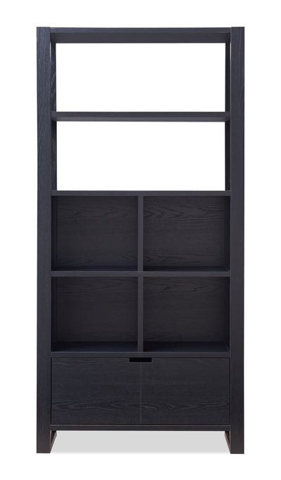 Oscar 36" Contemporary Bookcase with File Drawer – Matte Black  | Bibliothèque contemporaine Oscar de 36 po avec tiroir classeur - noir mat
