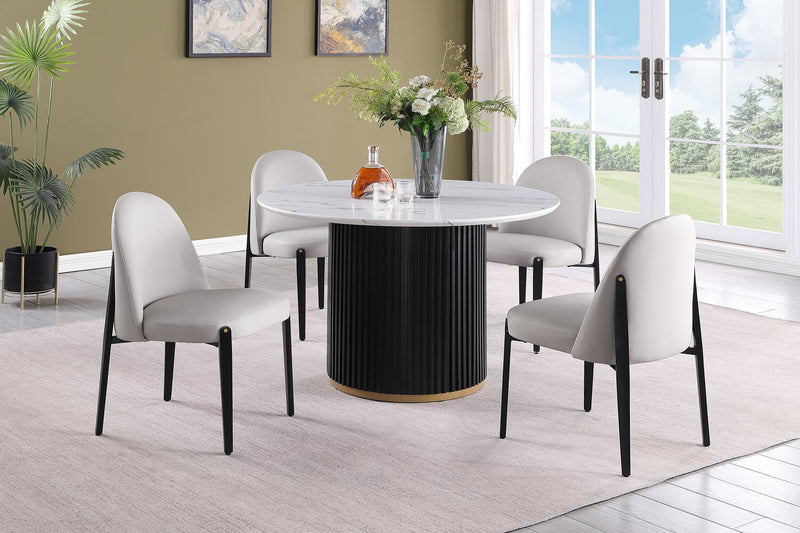 Capri 5-Piece Dining Set – White Faux Leather