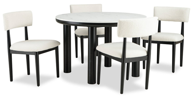 Jolie Dining Chair with Boucle Fabric - White & Black