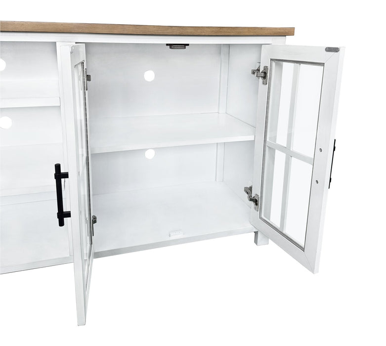 Sterling 95.83\" Modern TV Stand with Storage and Cable Management for TVs up to 100\" – Brown & White