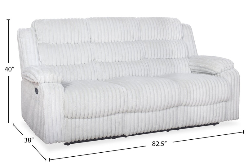 Bryson 82.5\" Faux Fur Fabric Reclining Sofa - Mist Grey