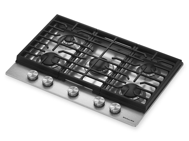 KitchenAid 30\" Gas-on-Metal Cooktop with Cast-Iron Grates – Stainless Steel - KCGK330SSS