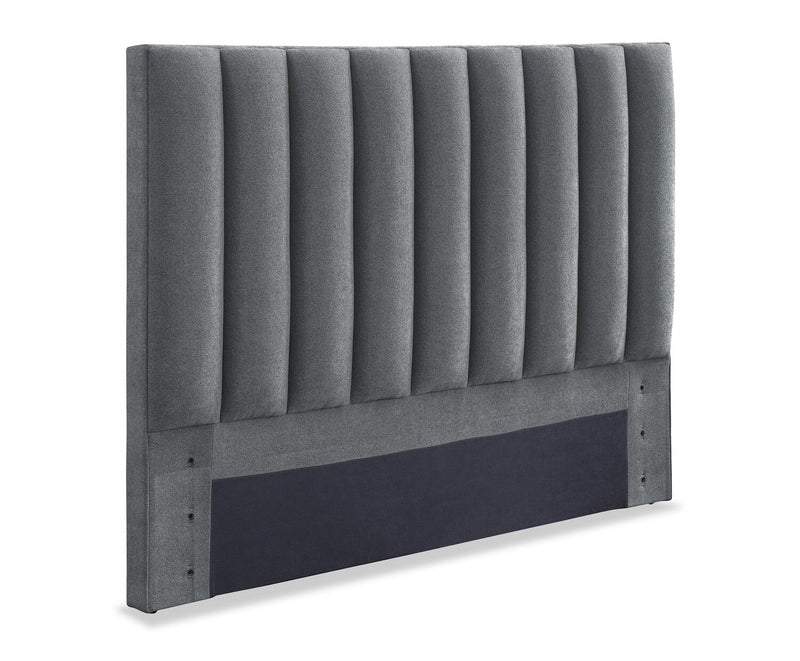 Amos Charcoal Channel Fabric Headboard - Queen