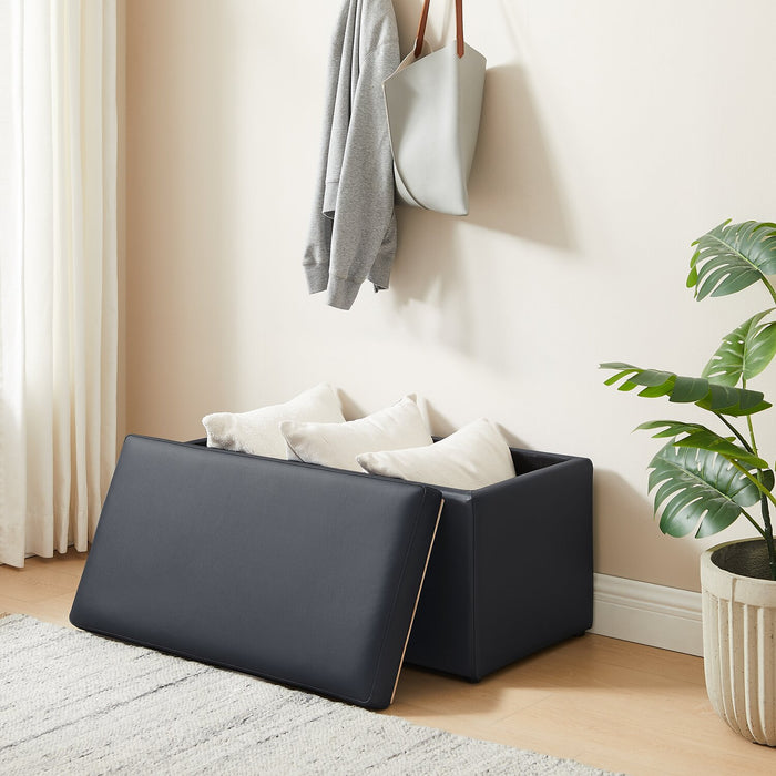 Edmonton 32\" Storage Ottoman - Navy Faux Leather