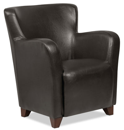 Zello 29.92" Faux Leather Accent Chair with Wood Legs - Brown | Fauteuil d’appoint Zello de 29,92 po en similicuir avec pattes en bois - brun