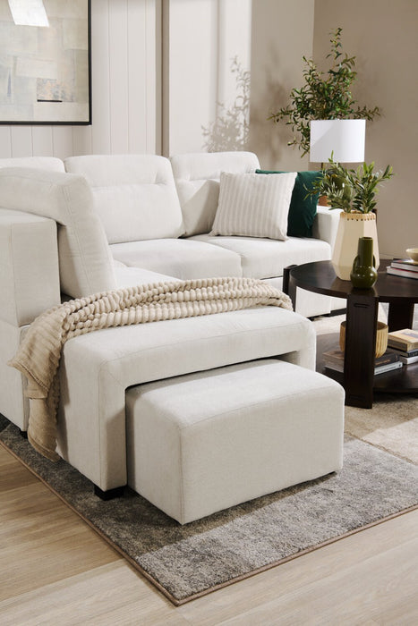 Primo Coast 3-Piece Left-Facing Ivory White Fabric Sleeper Sectional with Storage Chaise and Storage Armrest