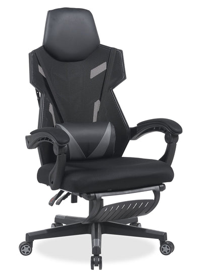 Sparrow 28.3" Ergonomic Gaming Chair with Lumbar Cushion and Footrest - Black | Fauteuil de jeu ergonomique Sparrow de 28,3 po avec coussin lombaire et repose-pieds - noir