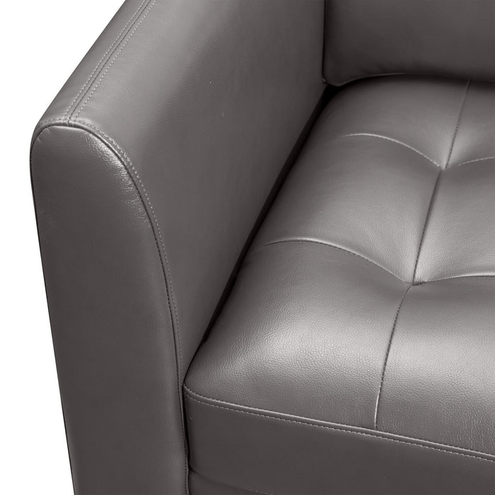Erin 80.3\" Leather-Look Fabric Sofa with Tufted Seat Cushions - Grey