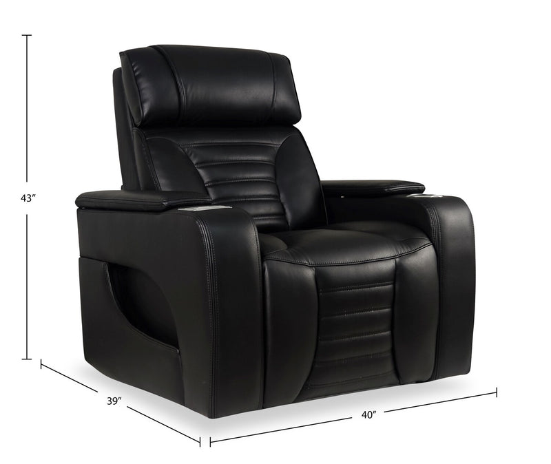 Zen 40\" Faux Leather Power Reclining Massage Chair with Power Headrest and Heated Seat - Black