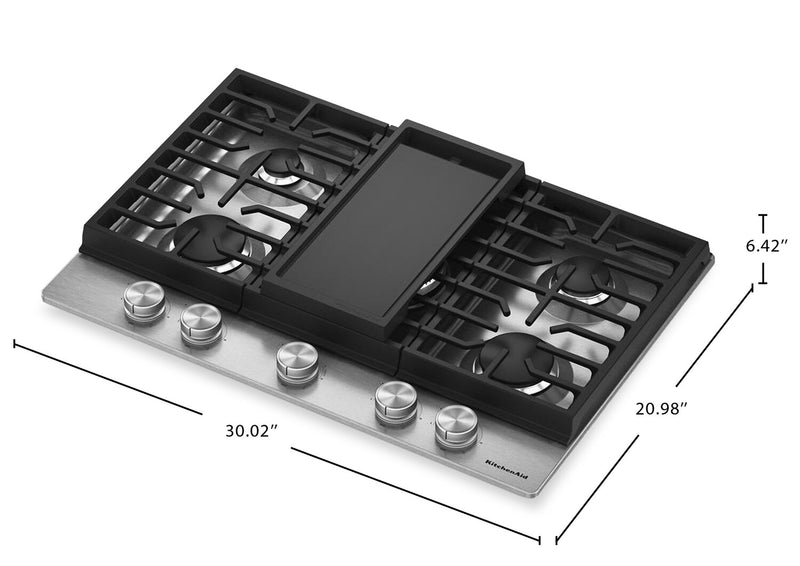  KitchenAid Gas-on-Metal Cooktop with CookShield Finish - Stainless Steel - KCGK730SSS