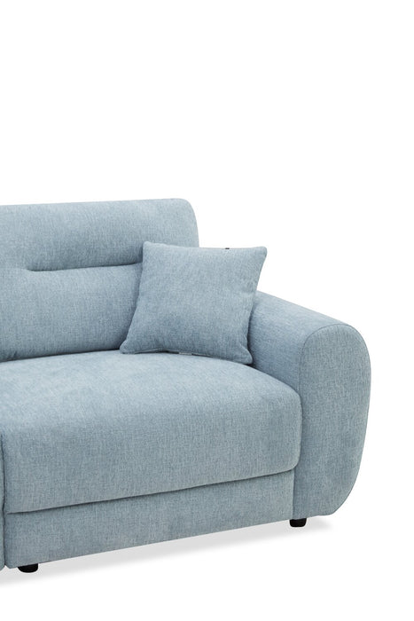 Alora 5-Piece Fabric Sectional with Three Accent Pillows and Rolled Arms - Blue
