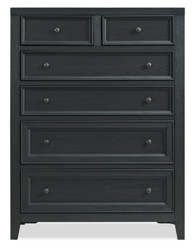 Casa Bedroom Chest of Drawers, 6-Drawer, 39"W x 52"H, Wood - Black | Commode verticale Casa de 39 po (l) x 52 po (H) à 6 tiroirs en bois pour la chambre à coucher - noire