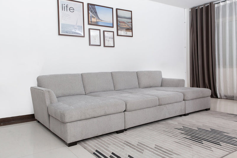 Vault 3-Piece Sectional with Sofa Bed Loveseat and Two Storage Chaises - Grey