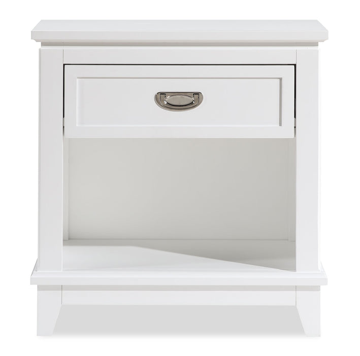 Quinn Bedside 1-Drawer Nightstand with Shelf, 24\"W x 26\"H - White