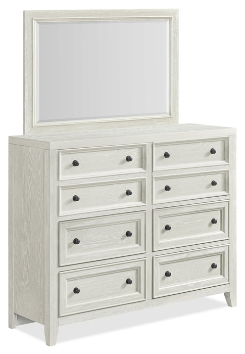 Casa 5pc Bedroom Set with Bed, Dresser & Mirror, Wood, White - King Size