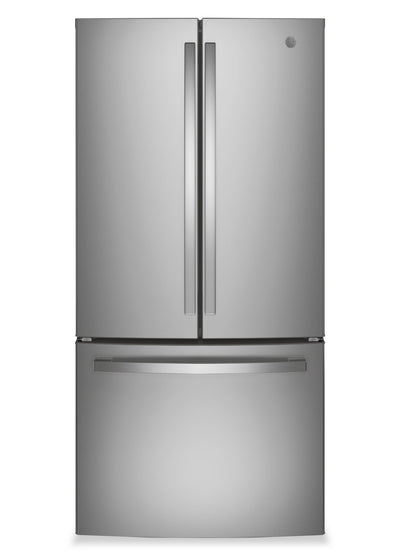 GE 33" 24.7 Cu. Ft. French-Door Refrigerator – Fingerprint Stainless Steel - GNE25JYKFS | Réfrigérateur GE de 24,7 pi3 et de 33 po à portes françaises - acier inoxydable résistant aux traces de doigts - GNE25JYKFS