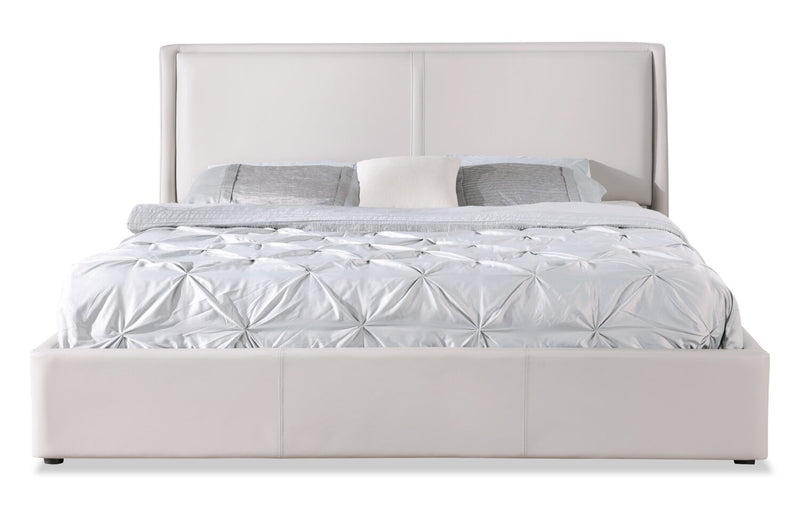 Nico Leather-Look Storage Queen Bed – Taupe