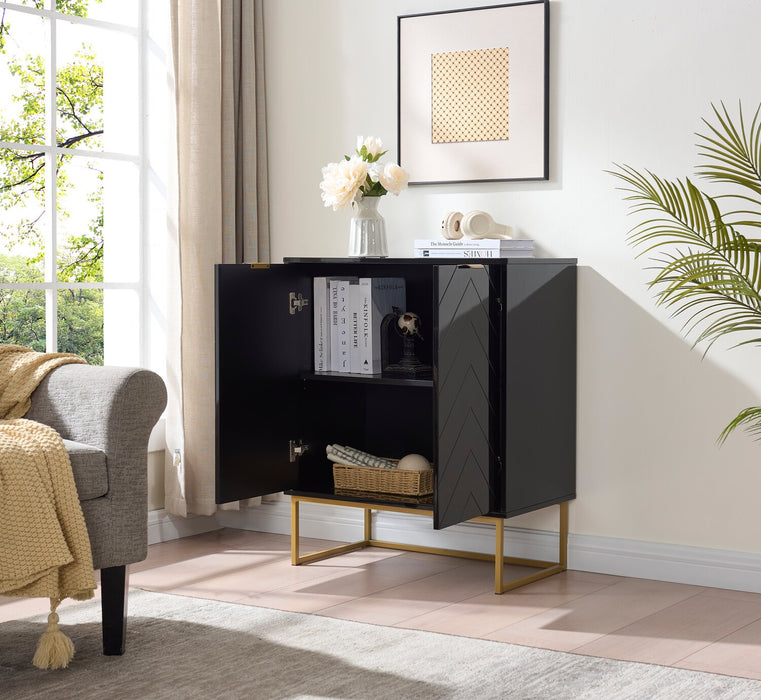 Lottie 28.5\" 2-Door Accent Cabinet - Glossy Black
