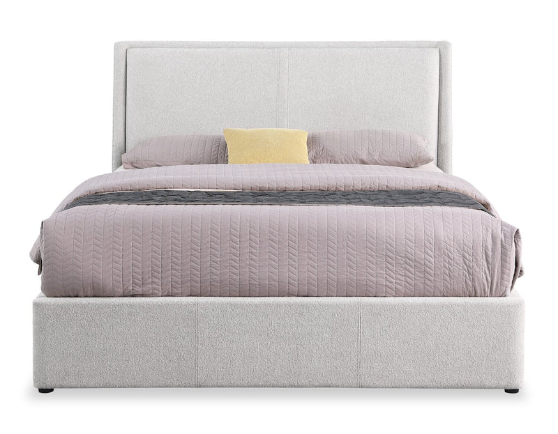 Nico Upholstered Storage Platform Bed in Polyester Grey Fabric, Hyrdraulic Lift  - Queen Size