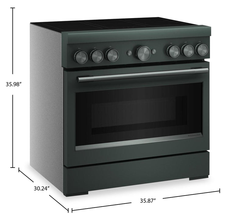 KitchenAid 36\" 5.1 Cu. Ft. Freestanding Induction Range with No Preheat Air Fry – Juniper - KFIS936SJP