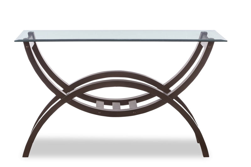 Ricci 48\" Modern Glass Top Sofa Table - Espresso with Arched Legs