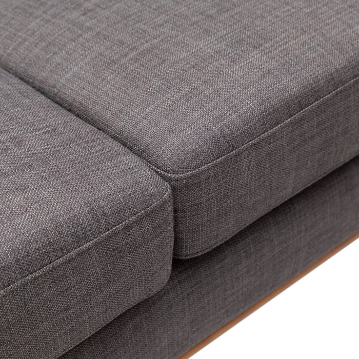 Kort & Co. Freeman 80” Linen-Look Fabric Condo Size Sofa with Wood Legs - Charcoal Grey