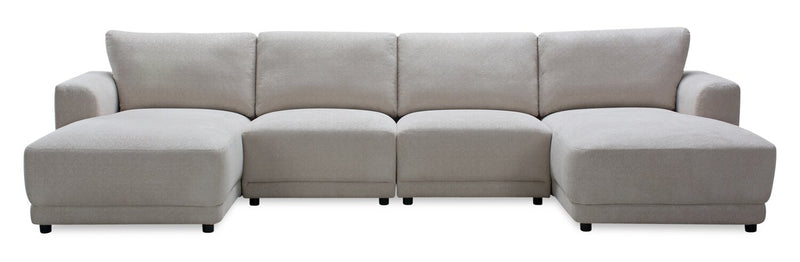 Voyage Modular 4-Piece U-Shaped Fabric Sectional with Removable Back Cushions – Beige