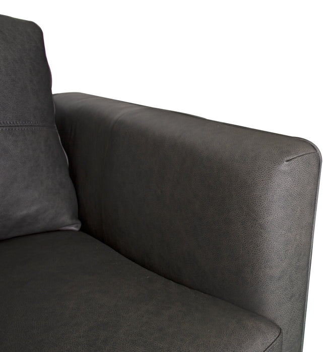 Melrose 84.5\" Top-Grain Genuine Leather Sofa with Metal Legs - Grey