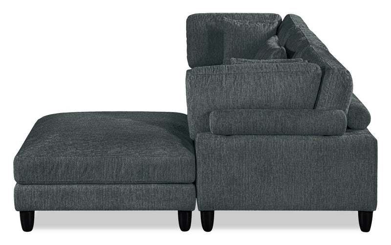 Lounge 4-Piece Chenille Modular Sectional with Ottoman – Grey 