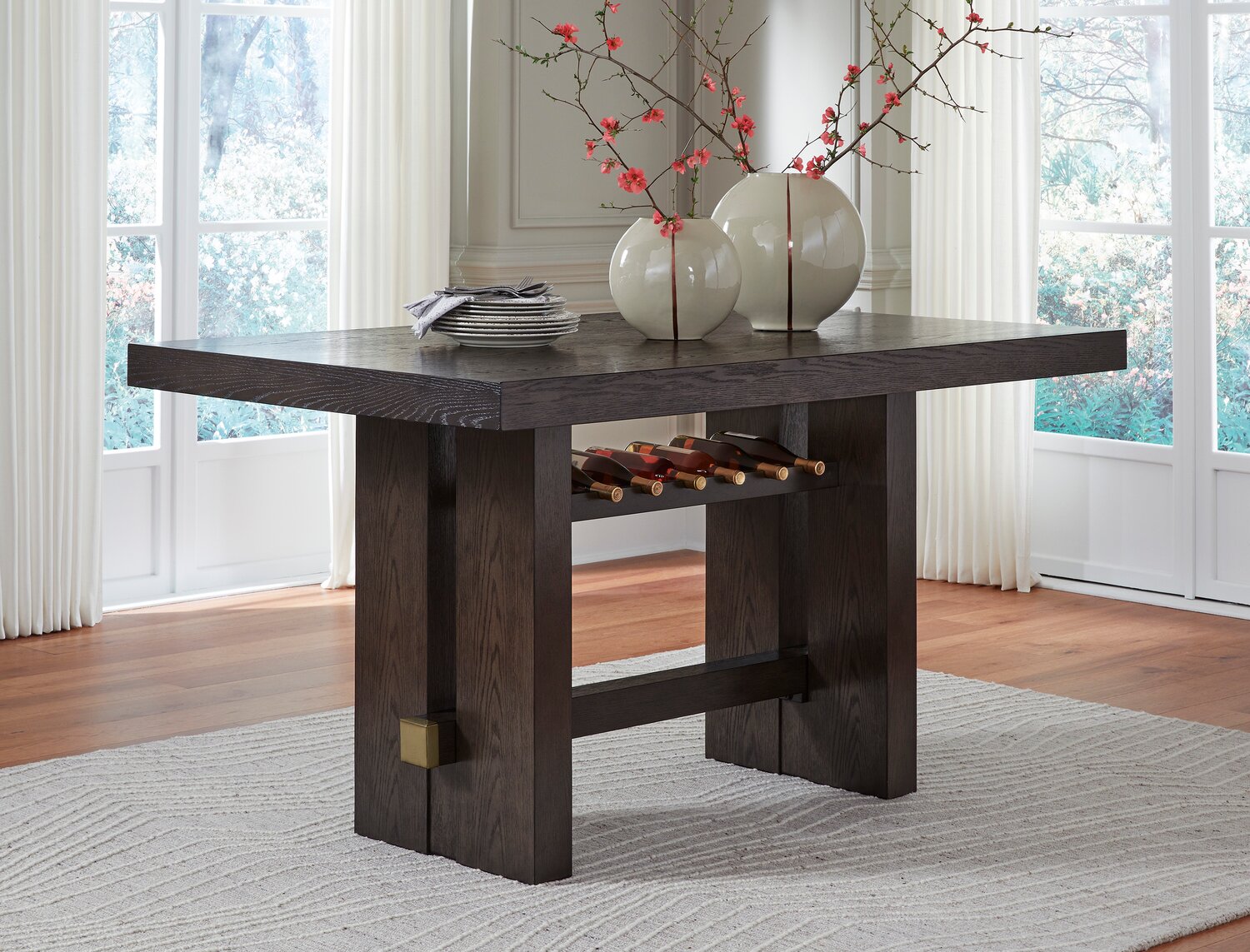 Table With Rak Metro Counter Height Dining Table with Built-in Wine Rack, 66