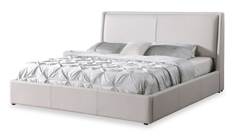 Nico Leather-Look Storage Queen Bed – Taupe