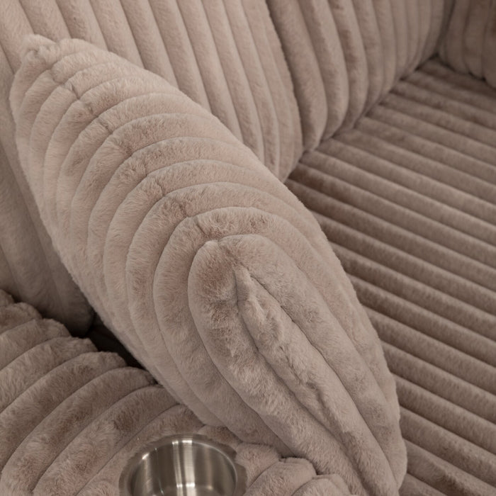Karlee 54\" Ultra Plush Faux Fur Fabric Chaise Lounge with Dual Cupholders - Brown
