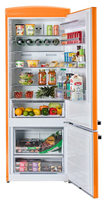 Unique Classic Retro 28\" 17 Cu Ft. Bottom Mount Refrigerator - Orange - UNQ-455L O AC