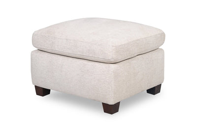 Mallie 28" Chenille Fabric Ottoman with Wood Legs - Shell White | Pouf Mallie de 28 po en tissu de chenille avec pattes en bois - blanc coquillage