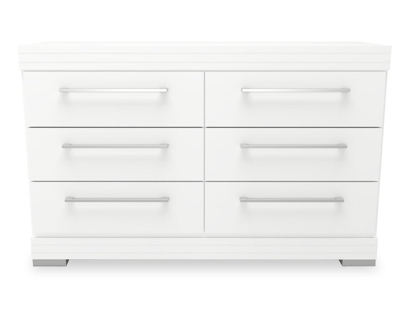 Riley 5pc Bedroom Set with Panel Bed, Dresser & Mirror, Made in Canada, White - Full Size