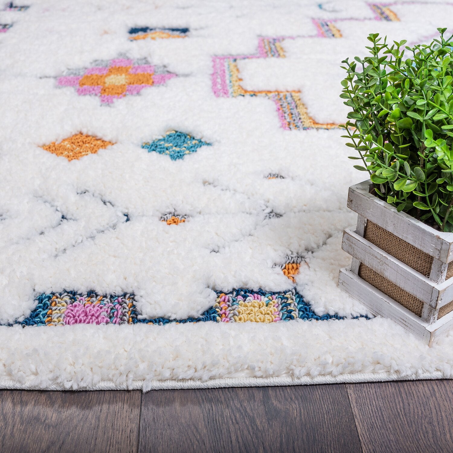 Area Rug Multicolor Geometric Ellis Multi-Colour Geometric Shag Area Rug - 5'3