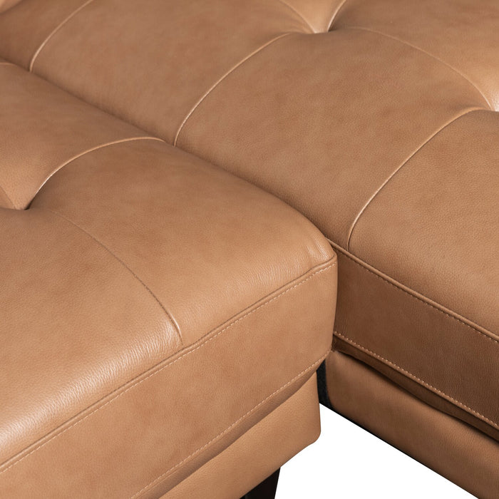 Edge 2-Piece Right-Facing Genuine Leather Sectional with Wood Legs and Removable Back Cushions - Brown