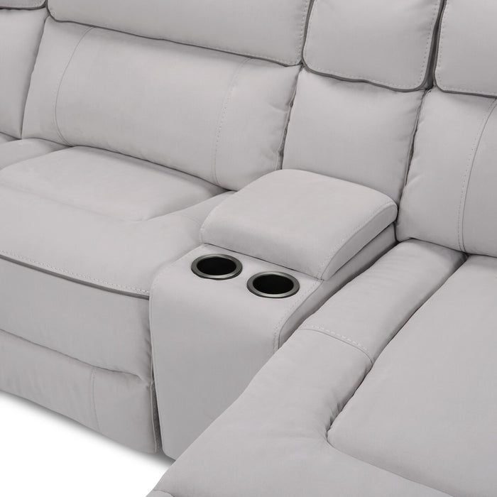 Cindy Crawford Home Newport 6-Piece Right-Facing Faux Suede Power Reclining Sectional - Grey