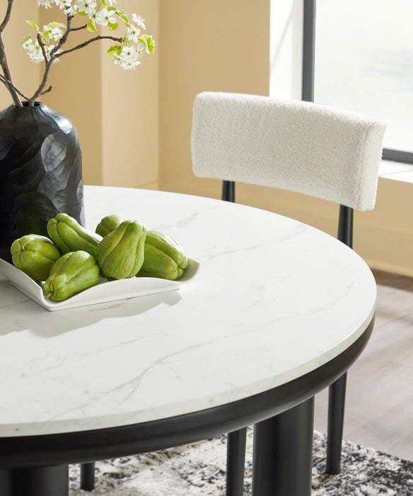 Jolie Dining Chair with Boucle Fabric - White & Black