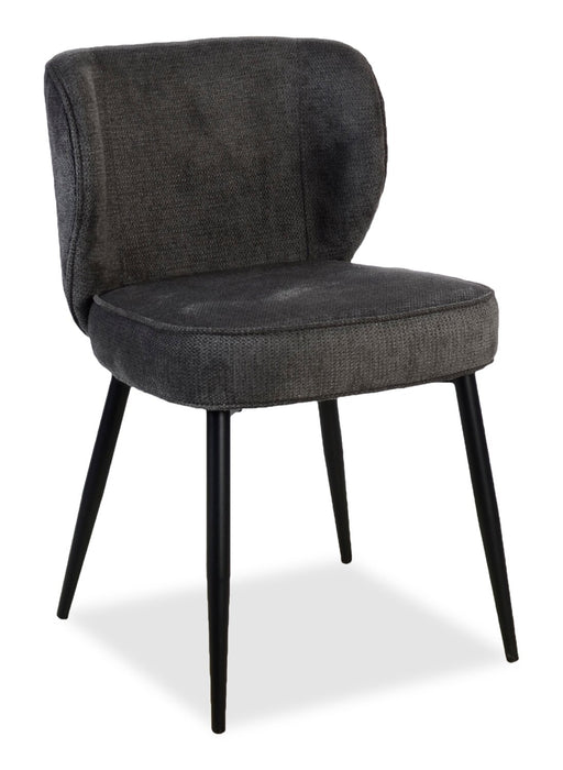 Sara Wing-Back Dining Chair with Polyester Fabric, Metal - Grey