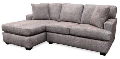 Made in Canada Luxe 2-Piece Left-Facing Fabric Sectional with Removable Cushions - Zaftig Dove Grey | Sofa sectionnel de gauche Luxe 3 pièces fabriqué au Canada en tissu avec coussins amovibles - gris colombe Zaftig