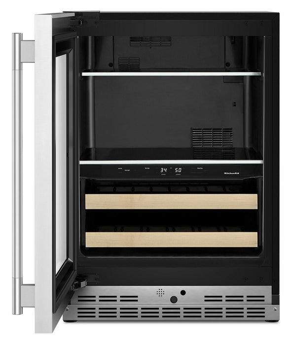 KitchenAid 24\" Beverage Centre with Wood-Front Racks – PrintShield™ Stainless Steel - KUBL524SPS