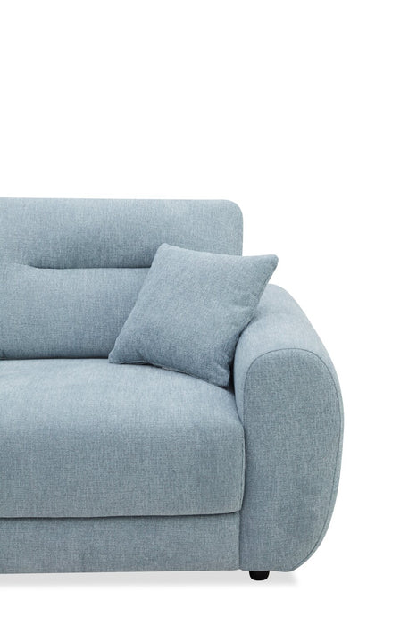 Alora 5-Piece Fabric Sectional with Three Accent Pillows and Rolled Arms - Blue