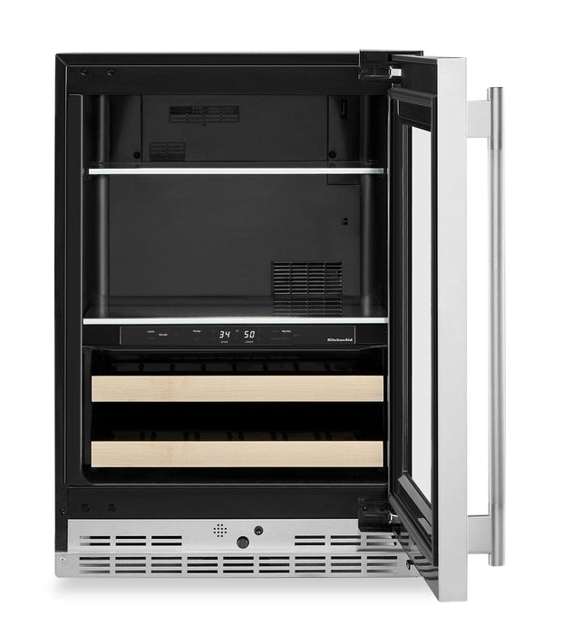 KitchenAid 24\" Beverage Centre with Wood-Front Racks – PrintShield™ Stainless Steel - KUBR524SPS 